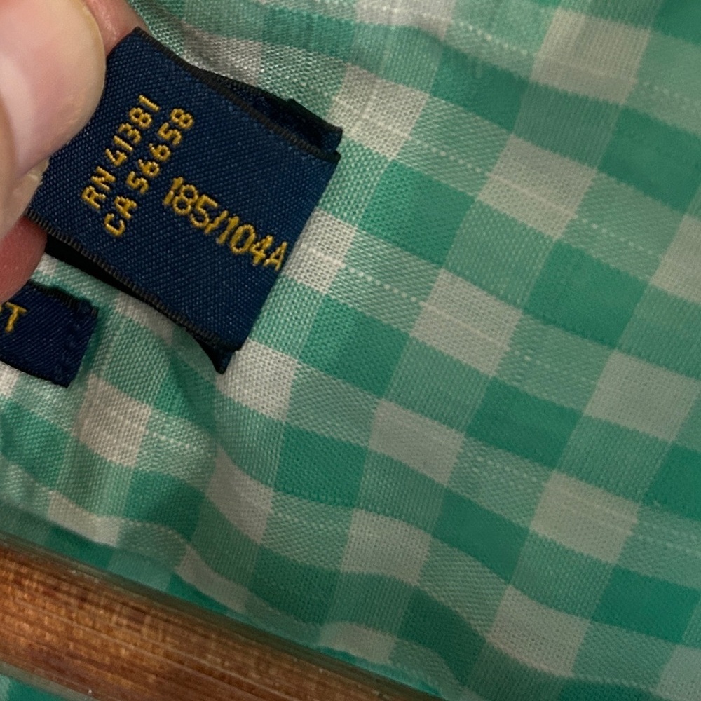 EUC Ralph Lauren Polo size XL  Men's Green Checkered Gingham Shirt 100% cotton. - Picture 6 of 8